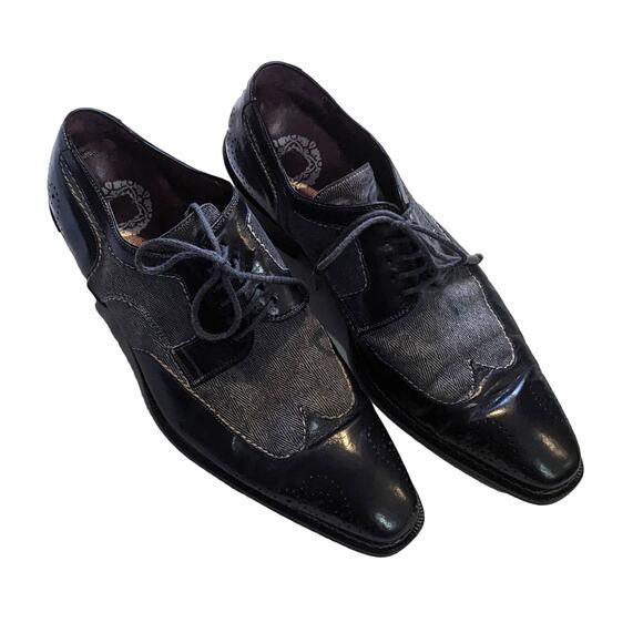 Mezlan Remo Herringbone Brogue Dress Shoe Men\'s Size 10 in Black